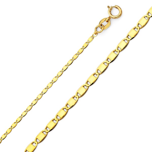 1.3mm 14K Yellow Gold Valentino Chain Necklace 16-22in