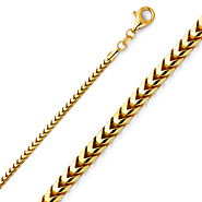 2.5mm 18K Yellow Gold Franco Chain Necklace 18-30in