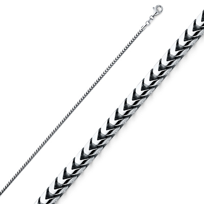 1mm 14K White Gold Franco Chain Necklace 16-30in