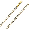 3.5mm 14K Two Tone Gold Flat Mariner Chain Necklace 16-24in