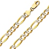 8.5mm 14K Two Tone Gold Men's Pave Figaro Link Chain Necklace 22-26in