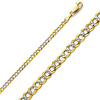3mm 14K Two-Tone Gold White Pave Curb Cuban Link Chain Bracelet 7in