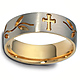 7mm 18K Two Tone Gold Floral Cross Wedding Band thumb 0