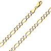 5.5mm 14K Two Tone Gold White Pave Open Figaro Chain Necklace 18-24in