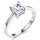 1-CT Basket Prong Princess-Cut Solitaire CZ Engagement Ring in 14K White Gold thumb 0