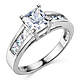 Channel & Basket-Set Princess-Cut CZ Engagement Ring in 14K White Gold thumb 0