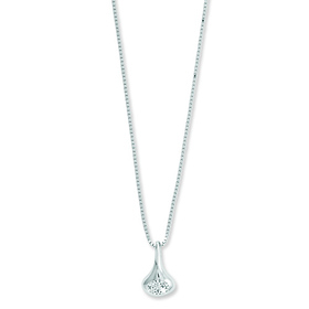 White Ice .925 Sterling Silver 0.10 TCW Drop Diamond Charm Necklace