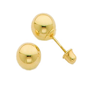 6mm 14K Yellow Gold Ball Stud Earrings