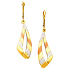 14K 3 Tri-color Gold Fancy Dangle Hanging Earrings
