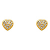 14K Yellow Gold Heart Pave Setting CZ Earrings