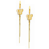 14K Yellow Gold Fancy Butterfly Dangle Hanging Earrings