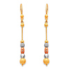 Long 5-Beaded Diamond-Cut Dangle Earrings in 14K Tricolor Gold 50mm