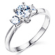 Knife-Edge Trellis 3-Stone Round CZ Engagement Ring in Sterling Silver (Rhodium) thumb 0