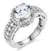 Art Deco Halo 1-CT Round-Cut CZ Engagement Ring in Sterling Silver (Rhodium)