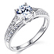 Split Shank Knife-Edge 1-CT Round CZ Engagement Ring in Sterling Silver (Rhodium) thumb 0