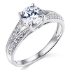 Split Shank Knife-Edge 1-CT Round CZ Engagement Ring in Sterling Silver (Rhodium)