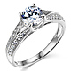 Split Shank Cathedral Knife-Edge 1-CT Round-Cut CZ Engagement Ring in 14K White Gold thumb 0