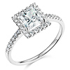 Square Halo 1-CT Princess CZ Engagement Ring in 14K White Gold