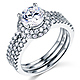 Split Shank Halo Round-Cut CZ Engagement Ring Set in 14K White Gold thumb 0