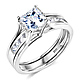 1-CT Princess-Cut CZ Solitaire Engagement Ring Set in 14K White Gold thumb 0
