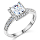 Halo Knife-Edge 1-CT Princess-Cut CZ Engagement Ring in 14K White Gold thumb 0