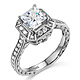 Antique-Style Halo 1-CT Princess CZ Engagement Ring in 14K White Gold 2ctw thumb 0