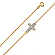 Dazzling CZ Filled Sideways Cross Bracelet in 14K Two Tone Gold 7in thumb 0