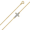 Dazzling CZ Filled Sideways Cross Bracelet in 14K Two Tone Gold 7in