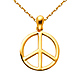 Peace Sign Charm Necklace with Oval Cable Chain - 14K Yellow Gold 16-22in thumb 0