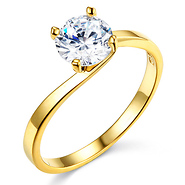 Bypass 1-CT Round-Cut CZ Engagement Ring Solitaire in 14K Yellow Gold