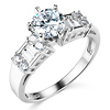 1.25 CT Round-Cut & Side Baguette CZ Engagement Ring in 14K White Gold