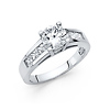 1.25 CT Cathedral Round & Channel Setting CZ Engagement Ring in 14K White Gold