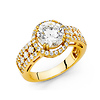2.75 CT Halo Round & Pave Princess-Cut CZ Wedding Ring in 14K Yellow Gold