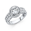 2.75 CT Halo Round & Pave Princess-Cut CZ Wedding Ring in 14K White Gold