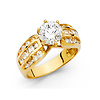 1.5-CT 6-Prong Round & Baguette Side Two-Tone in 14K Yellow Gold