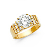 2.25 CT Round-Cut 4-Prong & Bar Side CZ Engageement Ring in 14K Yellow Gold