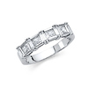 3.2mm Princess with Baguette Pattern Channel & Prong CZ Wedding Band in 14K White Gold