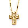 Floating Micropave Mini Cross Necklace in 14K Yellow Gold