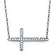 Floating Sideways Cross Necklace with Micropave CZs in 14K White Gold thumb 0