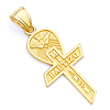 Small My Baptism in Spanish Text Cross Pendant in 14K Yellow Gold