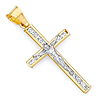 14K Two-Tone Gold CZ Crucifix Pendant
