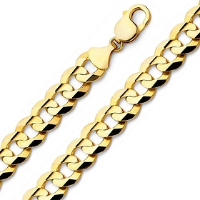 Men's 12.2mm 14K Yellow Gold Concave Curb Cuban Link Chain Bracelet 8.5in