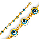 Sky Blue Round Evil Eye Charms Bracelet - 14K Yellow Gold 7in thumb 0