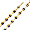 Round Blue Evil Eye Charms Bracelet - 14K Yellow Gold 7.5in