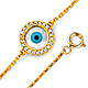 Floating CZ Round Evil Eye Charm Link Bracelet - 14K Yellow Gold thumb 0