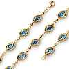 Floating Blue Evil Eye Charms Bracelet - 14K Yellow Gold 7.5in