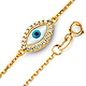 Floating CZ Evil Eye Charm Link Bracelet - 14K Yellow Gold thumb 0