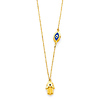 Hollow Hamsa and Floating Evil Eye Necklace in 14K Yellow Gold 17in thumb 1