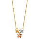 Tropical Flower CZ Trio Floating Pendant Necklace in 14K TriGold thumb 1