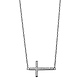 Floating Sideways Cross Necklace with Micropave CZs in 14K White Gold thumb 1